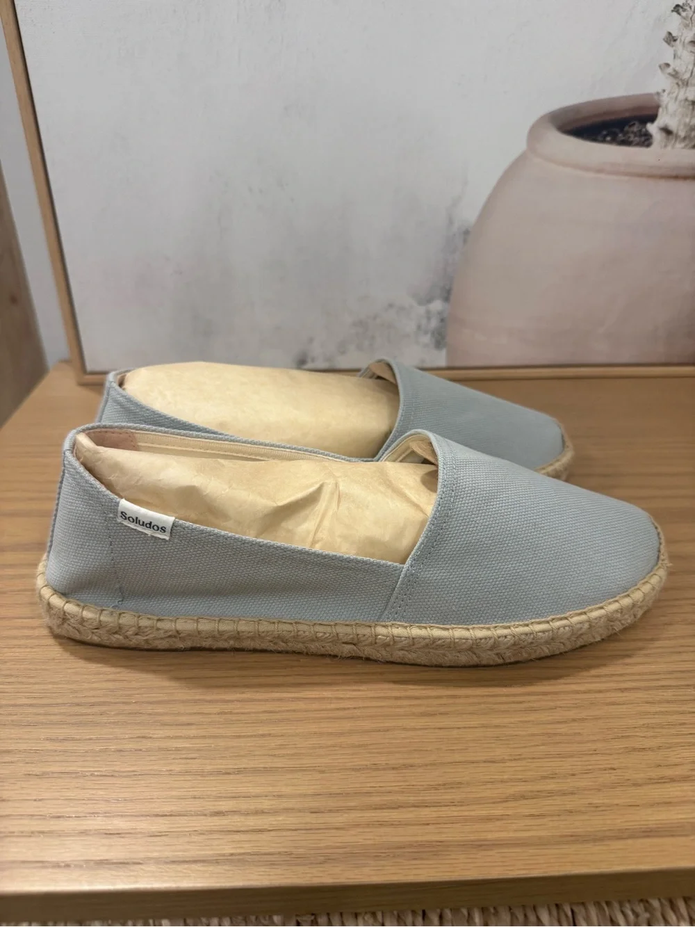 Soludos Dali Original Espadrille Piedra Gray Canvas Flats Slip-on Comfort 8 NIB